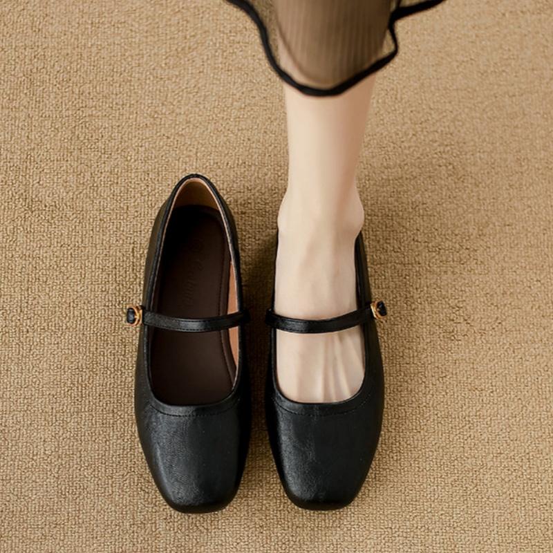 Fashion Mary Janes Casual Low Heels Women Shoes 2025 Spring Autumn Retro Women Square Toe Elegant Flat Shoes Wedding Party Women's Shoes