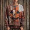 Men's Long Sleeve Pullover Sweater Casual Halloween Print Knit Oversized Sweater