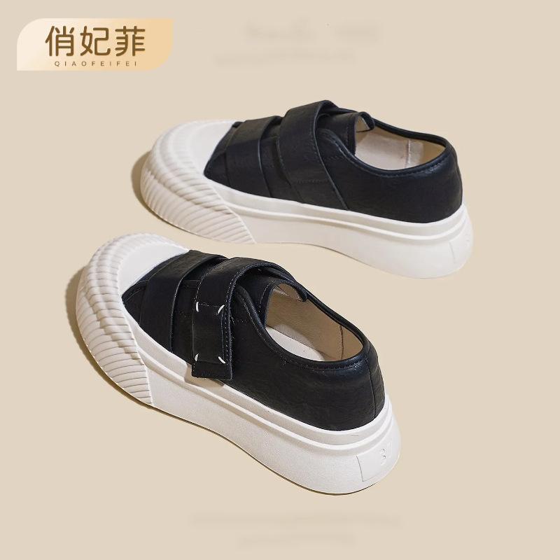 New Spring Biscuit Shoes Big Round Head Velcro Biscuits Platform Casual Shoes Women's Little White Shoes Board Shoes Women's Shoes