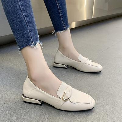 Zapatos de vestir mujer nuevos primavera y otoño 2025 versátiles de tacón bajo mocasines de suela blanda estilo británico zapatos pequeños de cuero de tacón medio