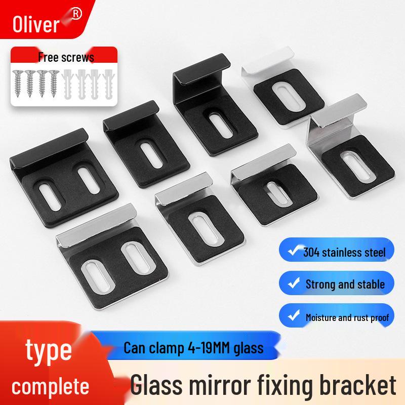 Stainless Steel Mirror Holder Clips, Square, Set of 4