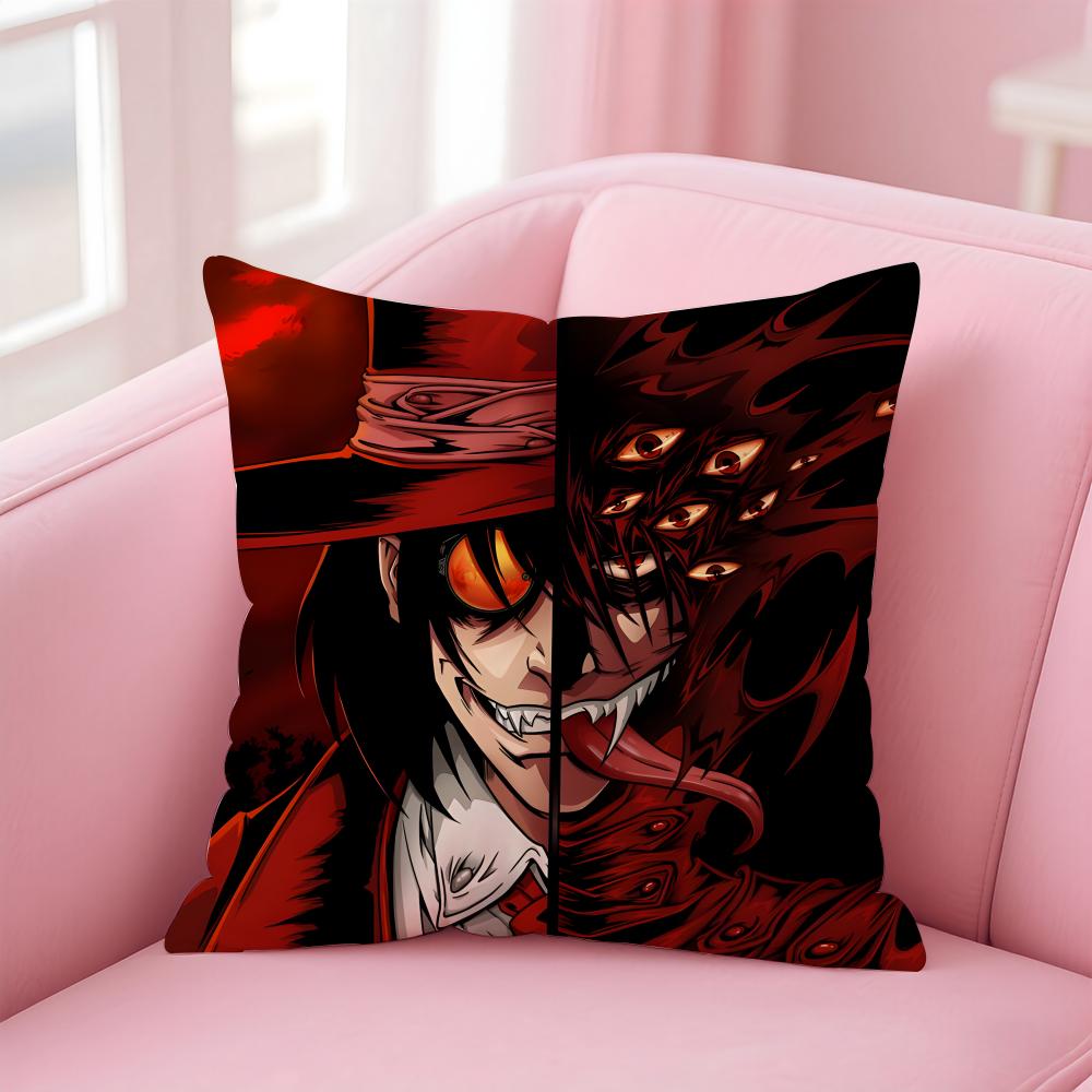 Dark Japanese Anime HHellsing Ultimate Cushion Cover Pillow Case Soft Skin Friendly Fabric Concealed Zipper