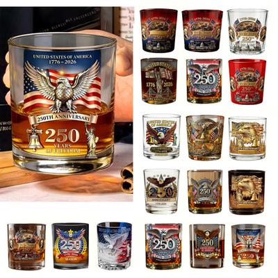 America 250th Anniversary Glass We The People Whiskey Glass Liquor Bourbon Cocktail Glass Patriotic Gift for Father's Day or Veterans