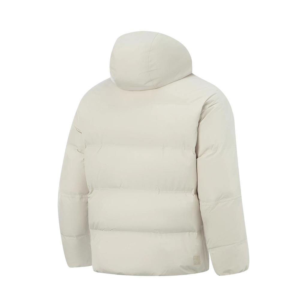 Li Ning CF Outdoor Series Solid Color Casual Loose Fit Hooded Short Zipper Down Jacket Unisex Outerwear White AYMV157-1