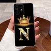Fashion Initial Letter Crown Couple Case For Honor Play 60A 5G / Honor X6d 5G Transparent TPU Silicone Shockproof Soft Casing