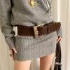 Retro Wildleder Nieten Gürtel Punk Gothic Western Cowgirl Breite Taillenbänder Gürtel Y2K Unregelmäßiger Gürtel