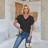 Women's Fashionable Casual Lace V-Neck Ruffle Sleeve Loose T-Shirt