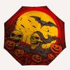 Halloween-Schädel und Kürbisse mit Vollmond Runder Teppich MatteRegenschirm, Tragbarer 3-fach-Regenschirm für Herren & Damen, Weihnachtsgeschenk ES338