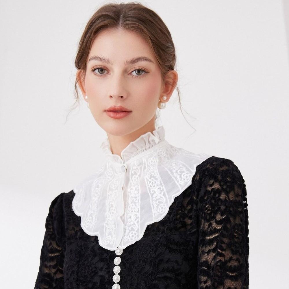 Removable Women Fake Collar Lace Detachable Collar Vintage Embroidered Ruffle Collar  Fashion