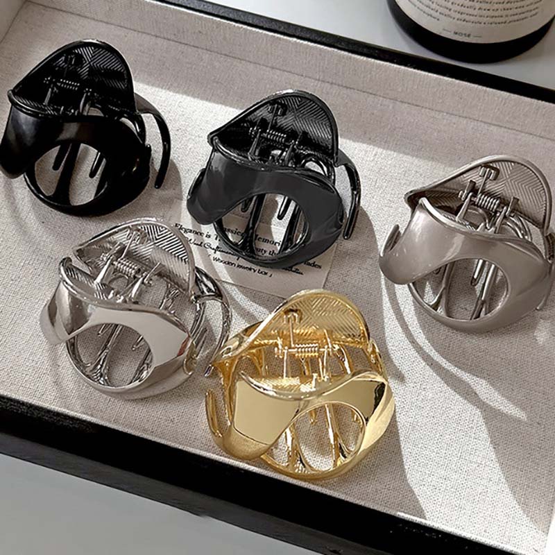 New Punk Geometric Metal Gold Silver Simple Hair Clip Claw for Women Trendy Large Crab Catches Clamp Korea Headwear Accessories