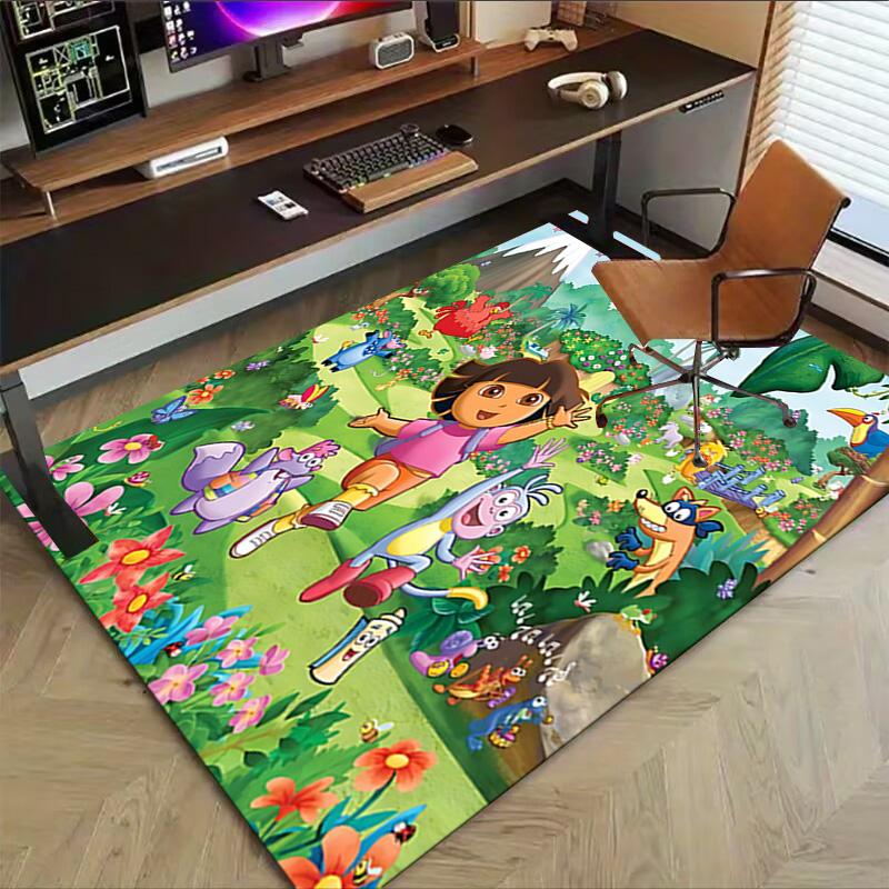 Dora'S Colorful Adventure Carpet For Playroom Bedroom Living Room Sofa Home Decorkids Game Area Rug Nonslip Floor Mat