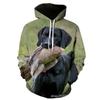 Winter Animal Print Hoodie Men Women Casual Loose Fit Sweatshirt