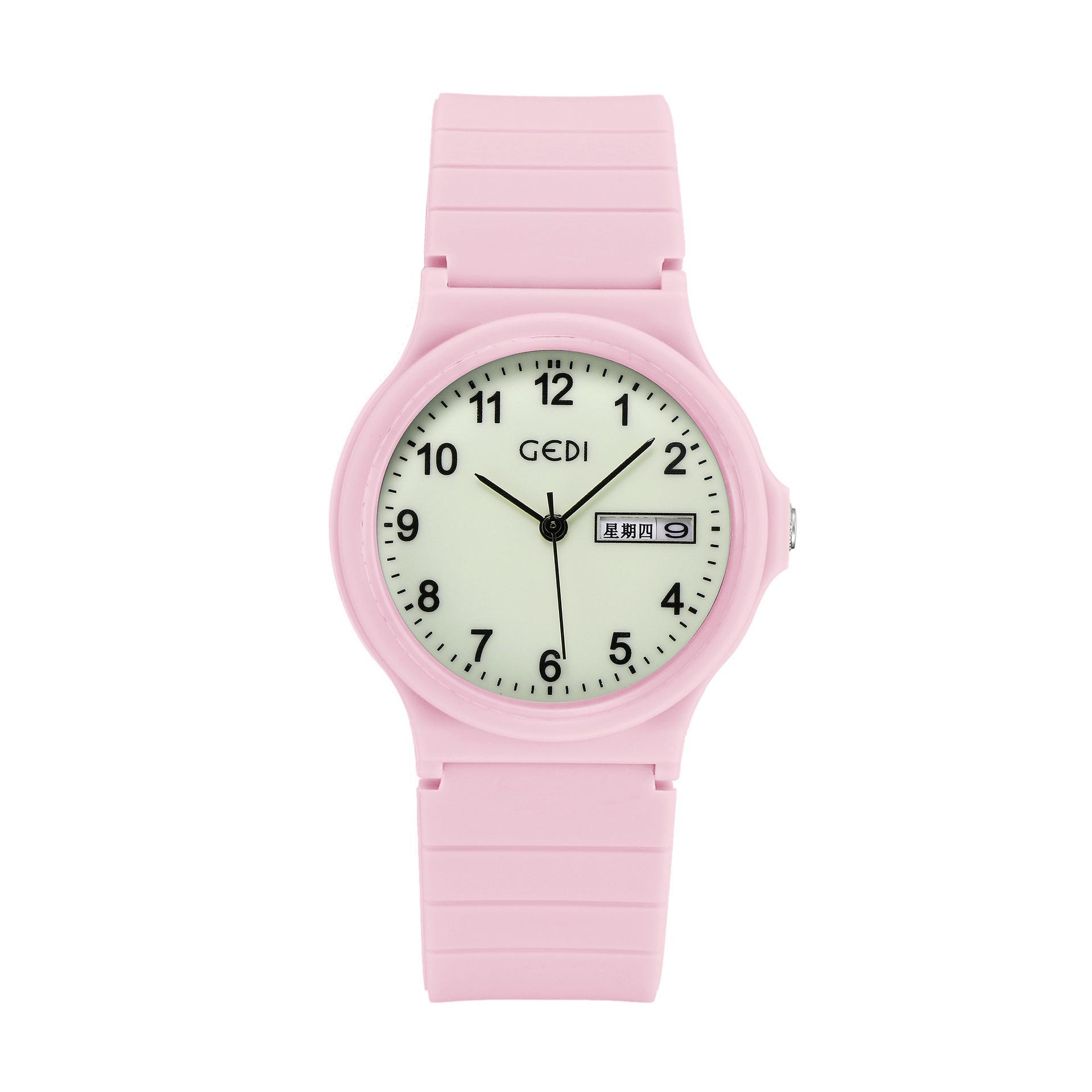 Simple Calendar Student Women S Watch Candy Color Round Silicone Watch Women S Waterproof Quartz Watch
