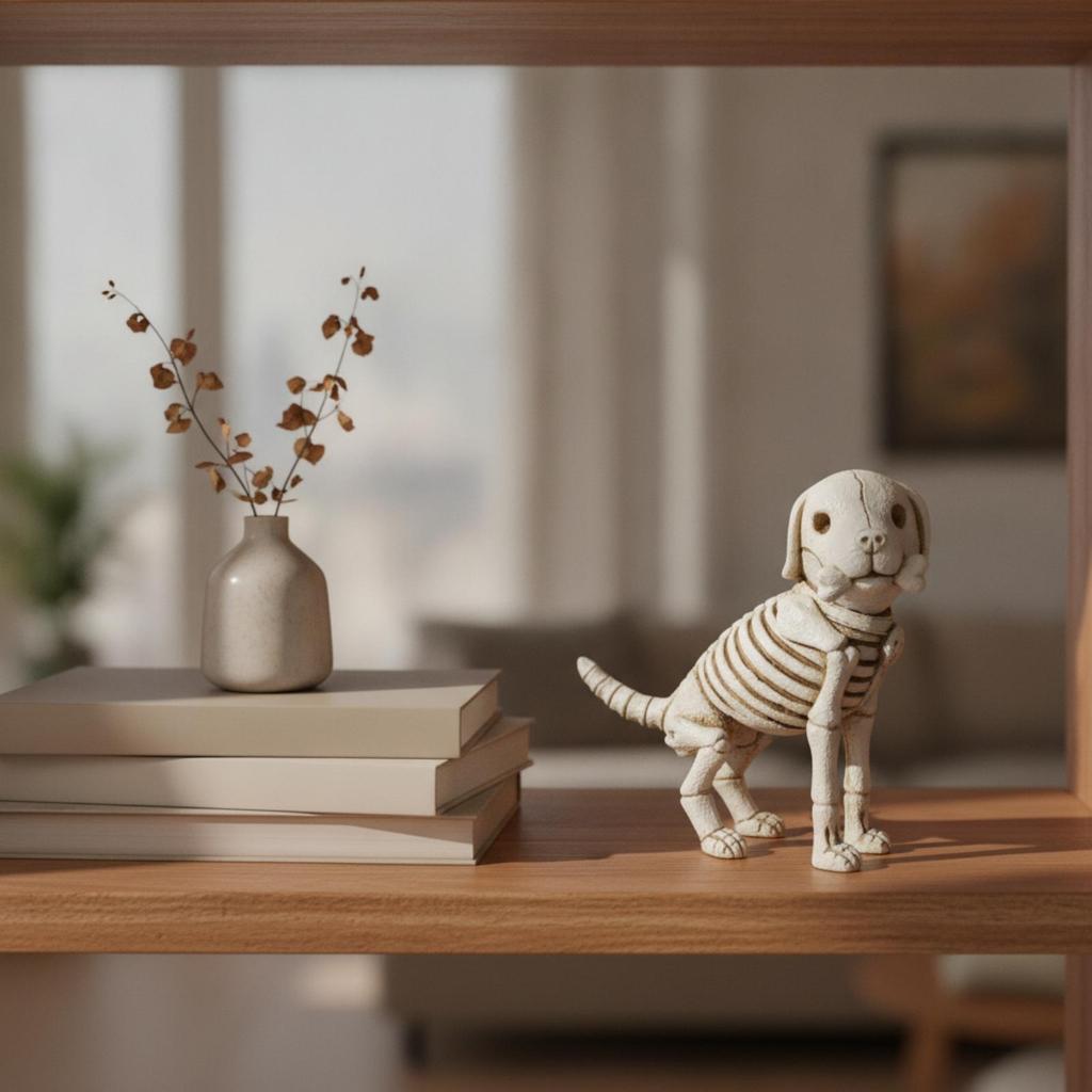 Skeleton Dog Figurine Distressed Resin Long-Lasting