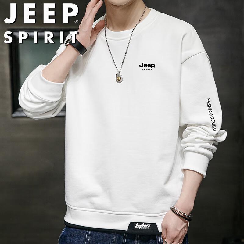 JEEP SPIRIT Męska bluza z długim rękawem i okrągłym dekoltem, casualowa