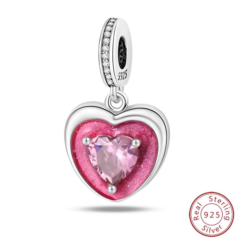 Sweet Romantic Princess Charms S925 Silver Pink Dress Lipstick High Heels Perfume Beads 3mm DIY Fine Jewelry Accessories