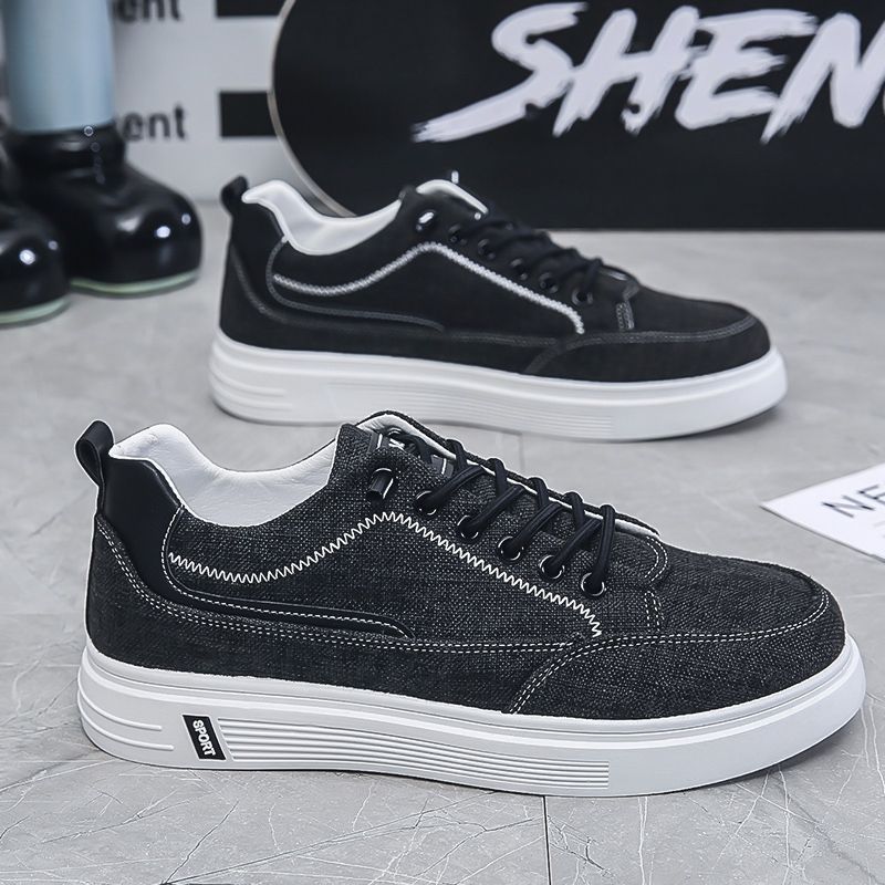 Canvas shoes men's spring breathable 2025 new old Beijing cloth shoes lazy one pedal Doudou casual board shoes trendy shoes