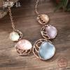 Novo colar de flor oval oca pintado a óleo colorido, colar de liga versátil de flor feminino personalizado