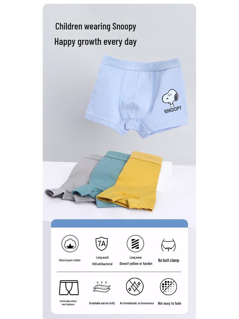 Snoopy Boys' Cotton Boxer Briefs - A-Class Shorts for Little to Large Boys