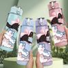 1PC Kitty Cat Pastel Cute Print 750ml Color Plastic Sports Water Bottle Leakproof Flip Straw Lid Suitable for Sports Office Home Use
