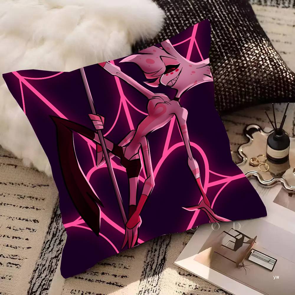 Winkelstaub H-Hazbin Hotel Anime Kissenbezug Quadratisches Kissen Schlafzimmer Sofa Freizeit Komfort Kissen Auto Heimdekoration