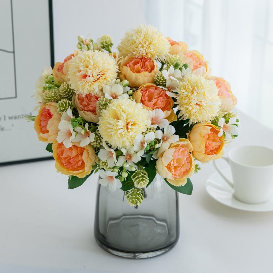 1/3PCS Artificial Flowers Peony Silk Wedding Wreath Home Room Vase Table Decor Bridal Bouquets Festival Outdoor Courtyard Garden