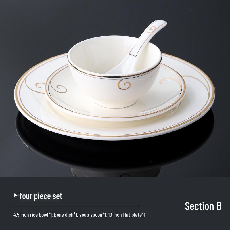 Hotel Restaurant Ceramic Tableware Set: Plates, Bowls, Cutlery, Chopsticks for Private Rooms - 7 or 8 Pieces