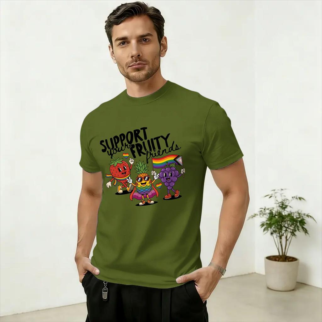 LGBTQ Support Your Fruity Friends Gay Pride TShirt Summer Trending T Shirts Unisex Pure Cotton Clothes ShortSleevedTops