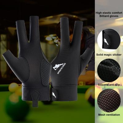 1Pc Billiards Glove Anti-slip Sweat-absorbing Breathable Men Women Left Hand Snooker Cue Sport 3-Finger Glove Billiards Accessories