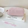 Desktop Storage Korean Pink Stationery Bag Large Capacity Solid Color Pencil Pouch  School