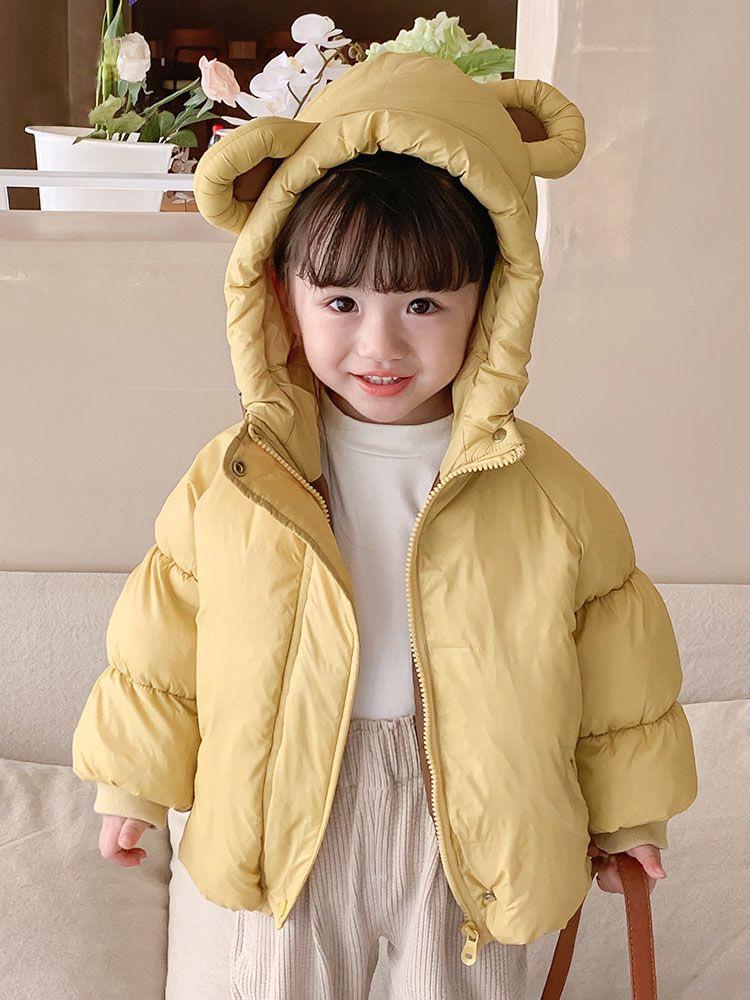 Infant Cotton-Padded Jacket with Fur Collar for 1-2 Year Olds