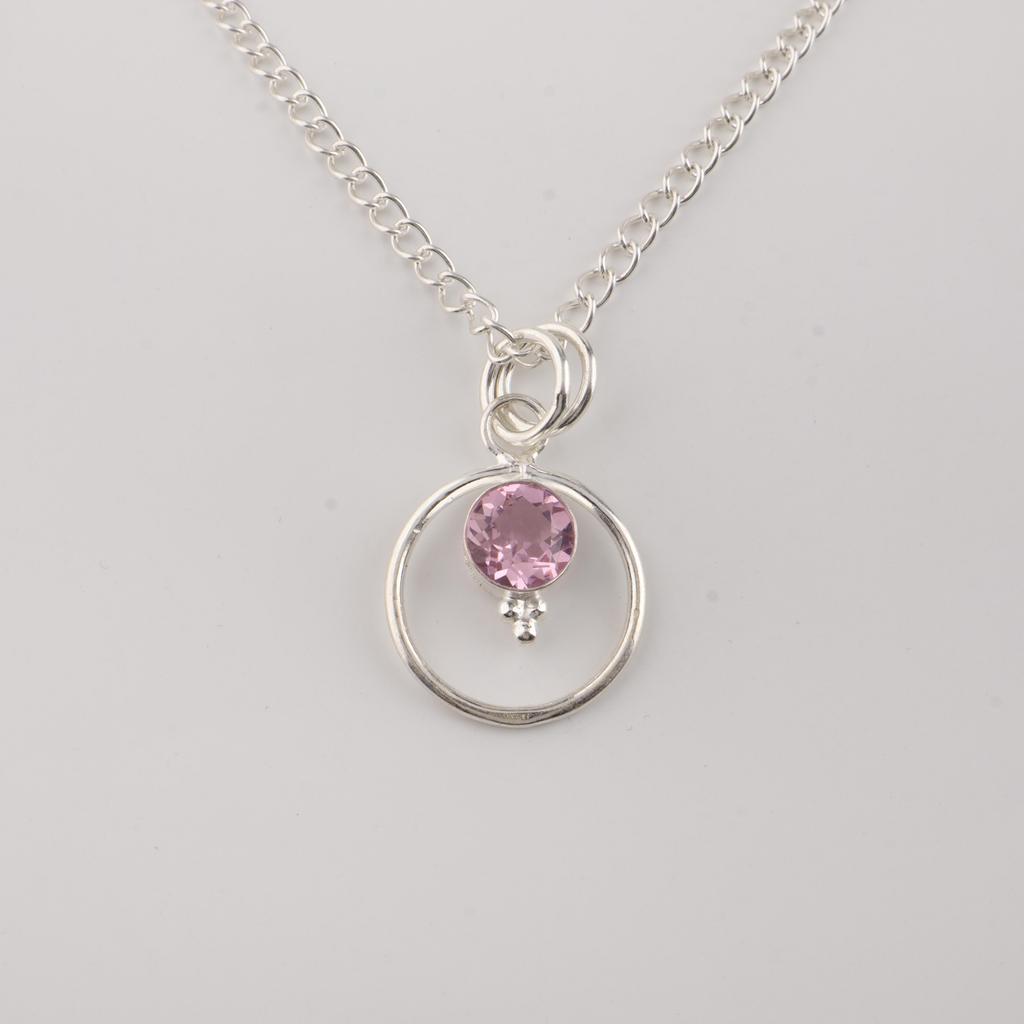 Morganite Gemstone 925 Sterling Silver Pretty Pendant 1.2" Handmade Jewelry For Women PP-68-14