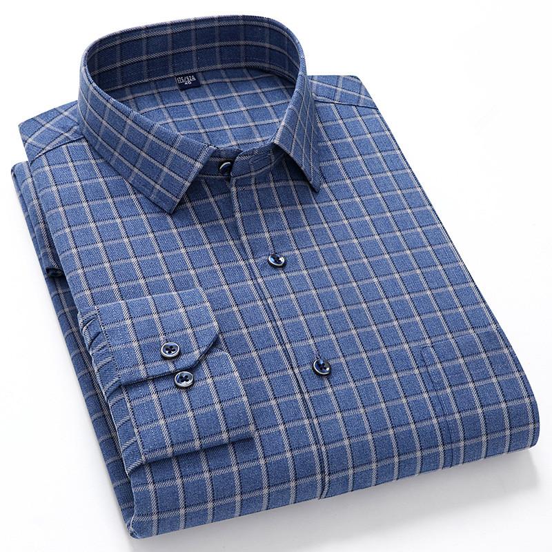 High Quality Men's Autumn New Long Sleeve Shirt Soft Fit British Style Home Leisure 100% Cotton Plaid Stripe Outdoor Travel Tops