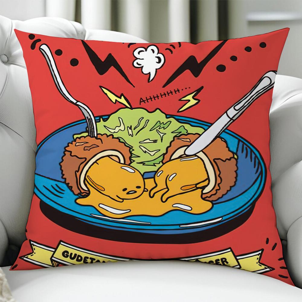 G-Gudetama Cute Cushion Cover Birthday Anniversary Gifts Double Sided Printed Zipper Cushion Cover Soft Skin Bedding