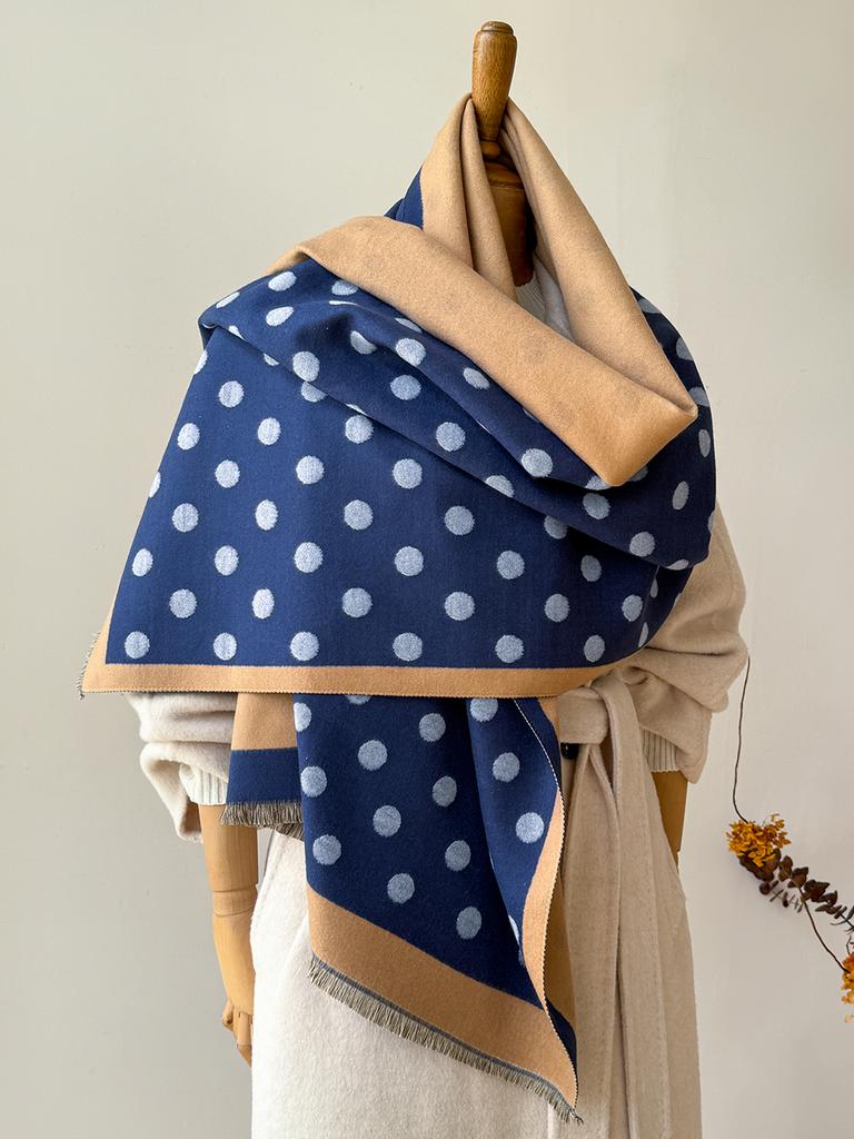 Women's Autumn Winter Faux Cashmere Dot Pattern ernShawl Warm Jacquard Scarf Versatile Blanket Use Neck Protection New Style