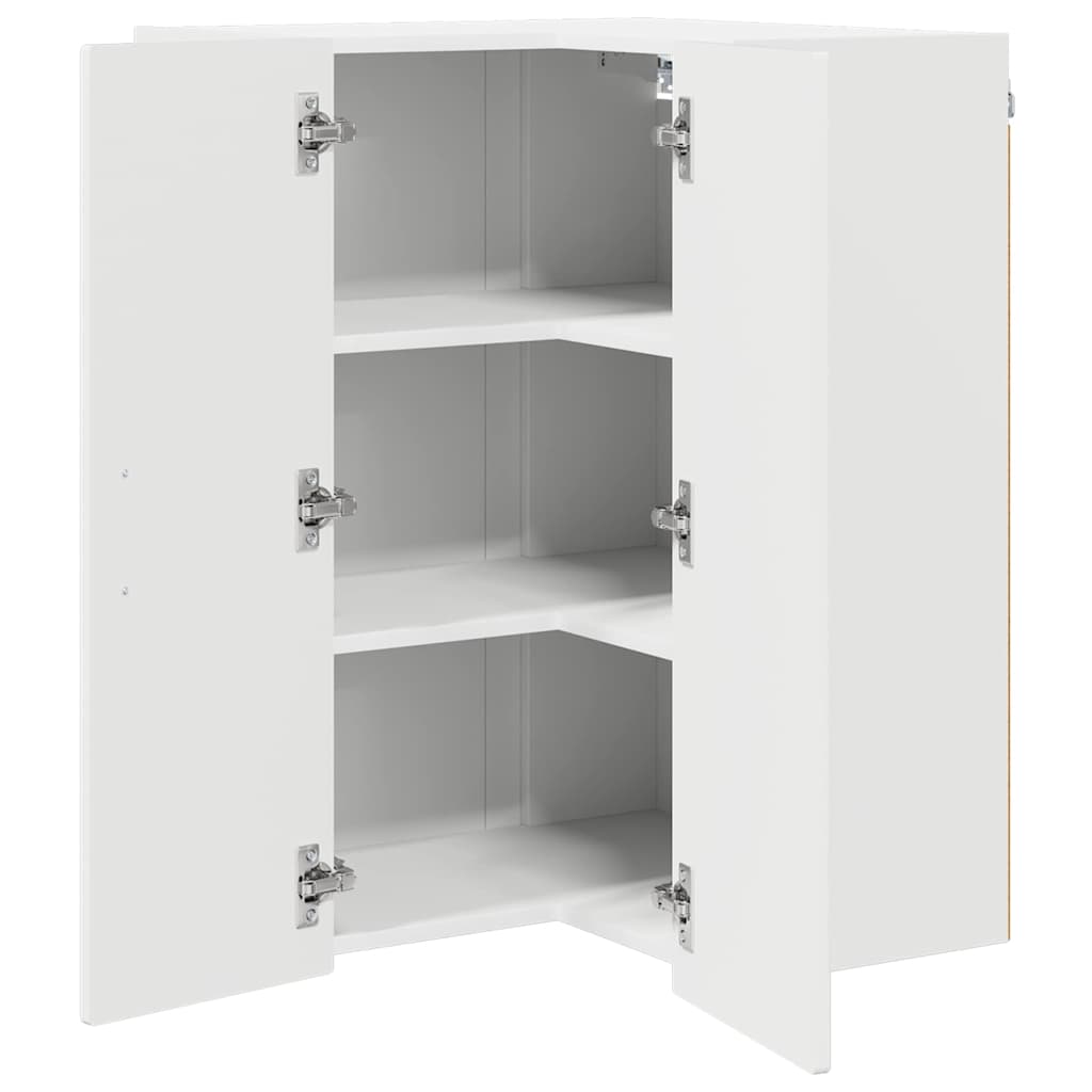 PORTO Wandmontierter Eckschrank Hochglanz Weiß 57 x 57 x 80 cm