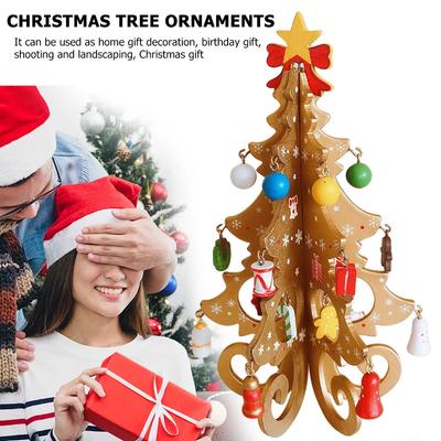 עץ חג המולד עבודת יד לילדים עשה זאת בעצמך סטריאו מעץ פריסת סצנת עץ חג המולד