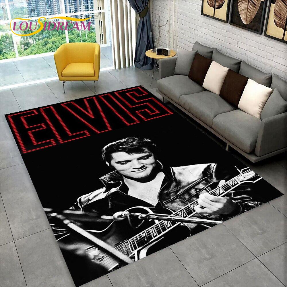 The King Elvis Presley Retro-Teppich, Teppich für Wohnzimmer, Schlafzimmer, Sofa, Fußmatte, Dekoration, Kinder spielen, rutschfeste Bodenmatte, 3D