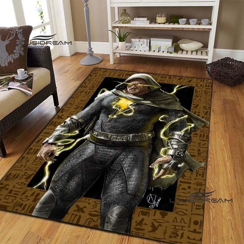 Dwayne Johnson Movie Carpets and Rug Black Adam Carpet Floor Mat Living Room Bedroom Large Area Soft Carpet Kids Room Rug