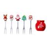5 Pcs Fruit Dessert Fork with Base Reusable Toothpicks Christmas Food Picks