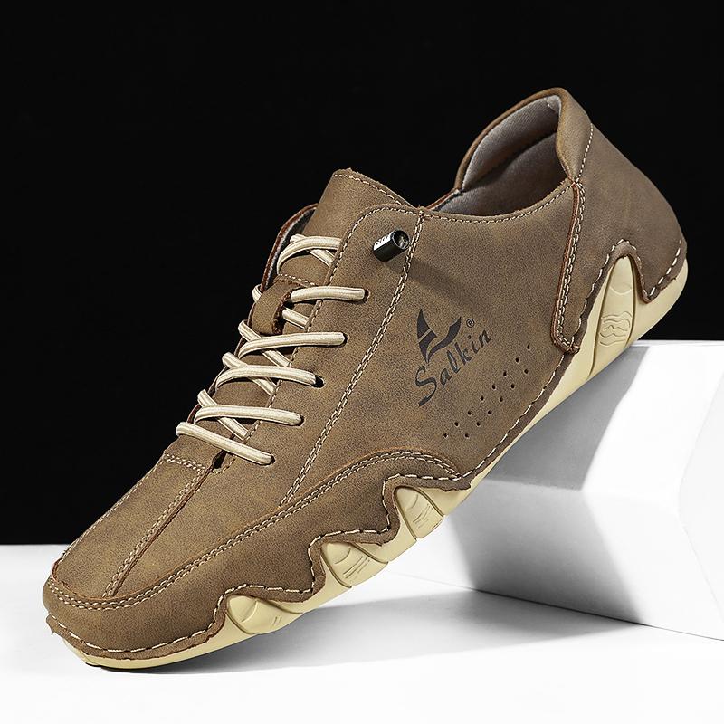 Nouveau 2025 Mode Fait Main Cuir Décontracté Chaussures Homme Design Baskets Mocassins Slip On Respirant Coupe Bas Ballerines Conduite Grande Taille