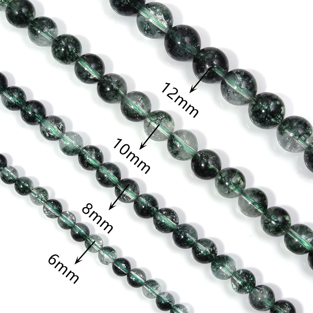 6 8 10 12mm Natural Stone Beads Green Ghost Crystal Round Loose Spacer Beads For Jewelry Making DIY Necklace Bracelets Supplies