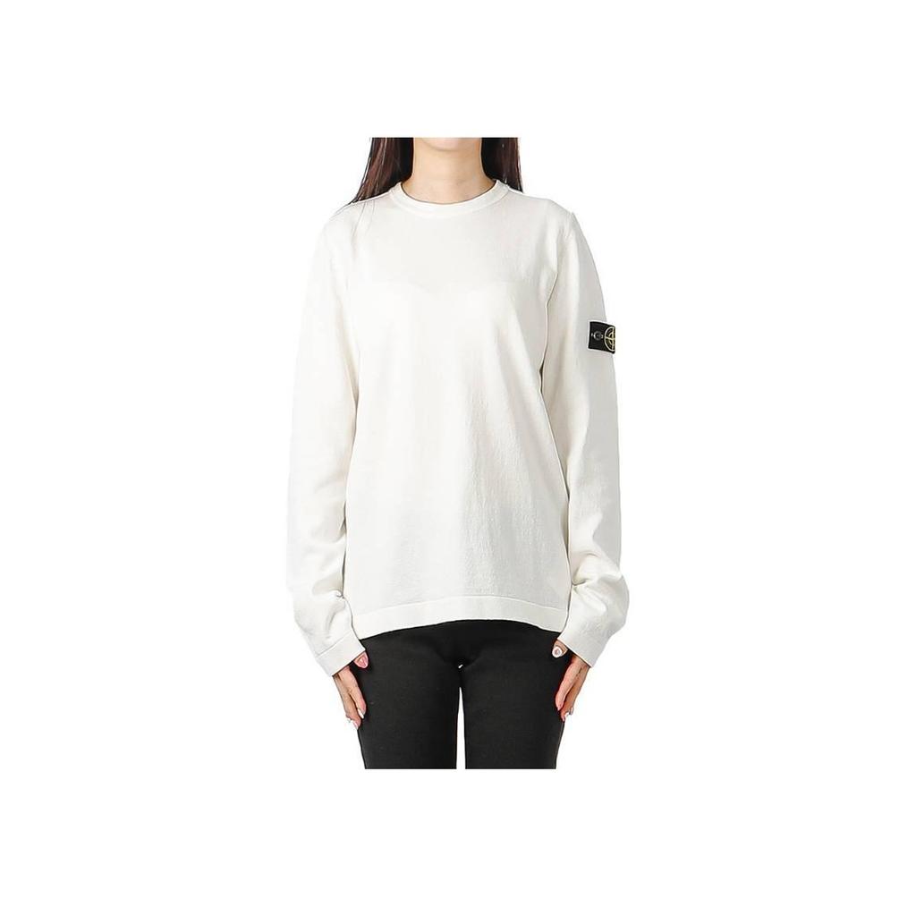 Stone Island Logo Round Neck Pullover Sweater Kids sweater White 7416509A2-V0093