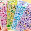 4pcs Kawaii Fruits Animal Cartoon 3D Bubble Stickers Aesthetic Cartoon Crystal Decoration Decals Reward Sticker Toys Gift