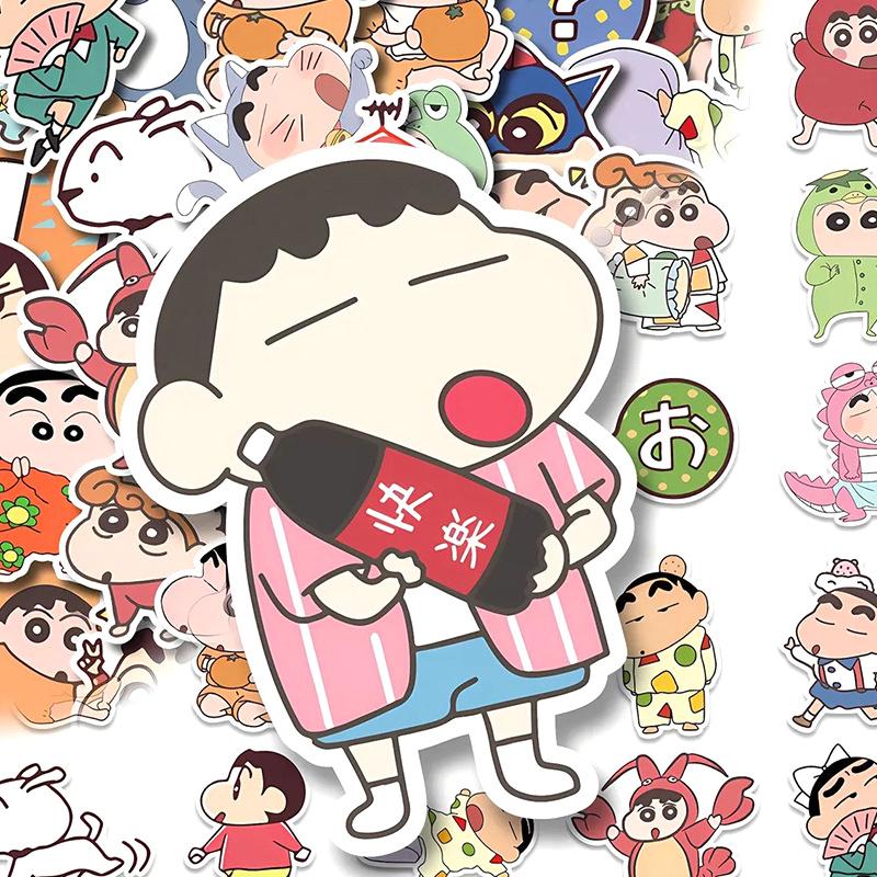 100Pcs Cartoon Anime Cute Crayon Shin Chan Stickers For Car Laptop Phone Stationery Waterproof Decals Decorative Anime Stickers