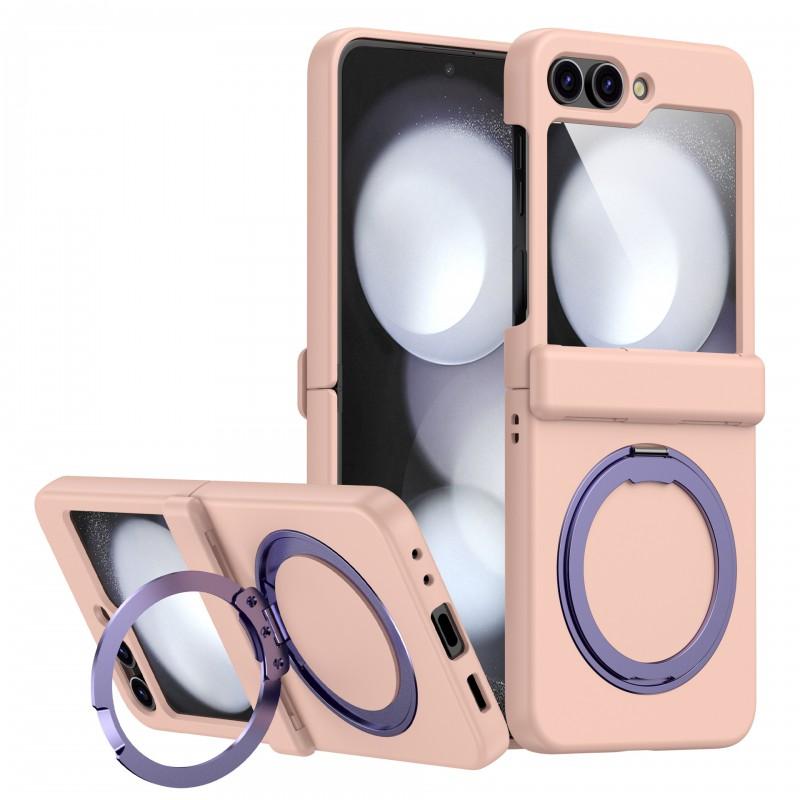 Full Coverage Magnetic Snap Case With 360 Rotating Stand Galaxy Z Flip 6 5 4 3 TPUPC Hybrid Shockproof Anti-Scratch