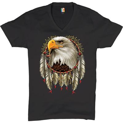 Bald Eagle Dreamcatcher V-Neck T-Shirt Indigenous Native American Heritage Tee