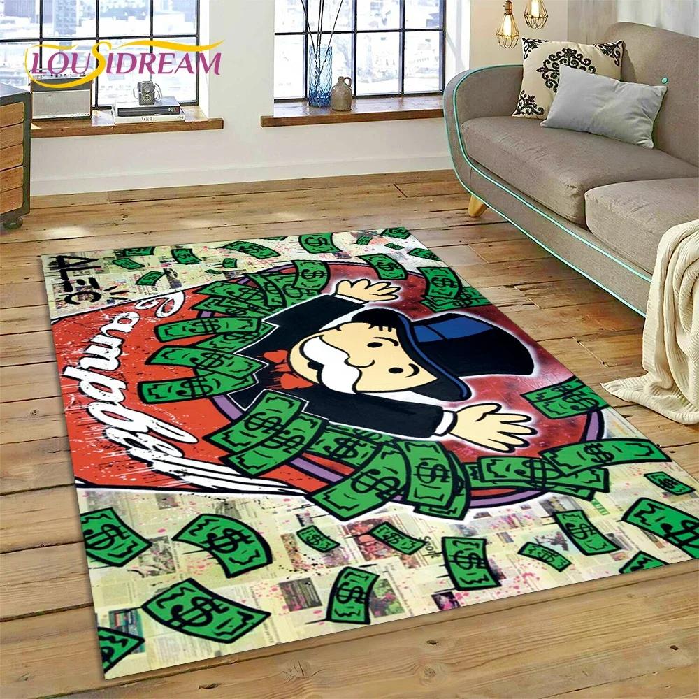 Game Dollar Monopoly Cartoon Money Carpet Rug for Bedroom Living Room Home Sofa Decoration,Children Game Large Decor Floor Mat