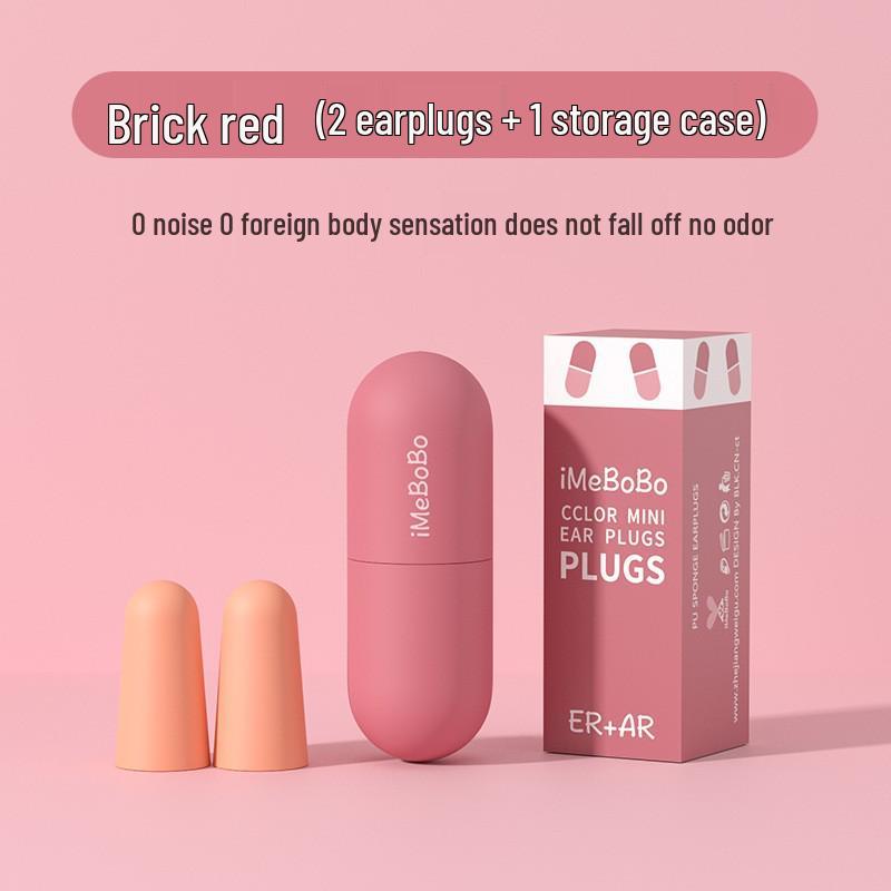 Cartoon Soundproof Memory Foam Sleep Earplugs with Storage Box - Noise Reduction & Insulation Earmuffs. Classic Red