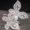CopperBig Butterfly Rings For Women New Fashion Micro Pave Shinning Zircon Statement Ring